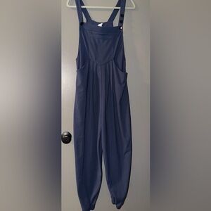 HALARA Navy Jumpsuit with Pleated Front